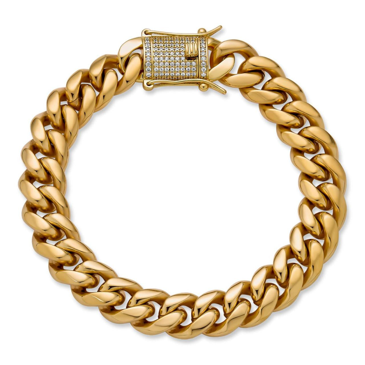 Real Miami Cuban Link Bracelet 1ct CZ Iced Clasp 18k Gold Plated