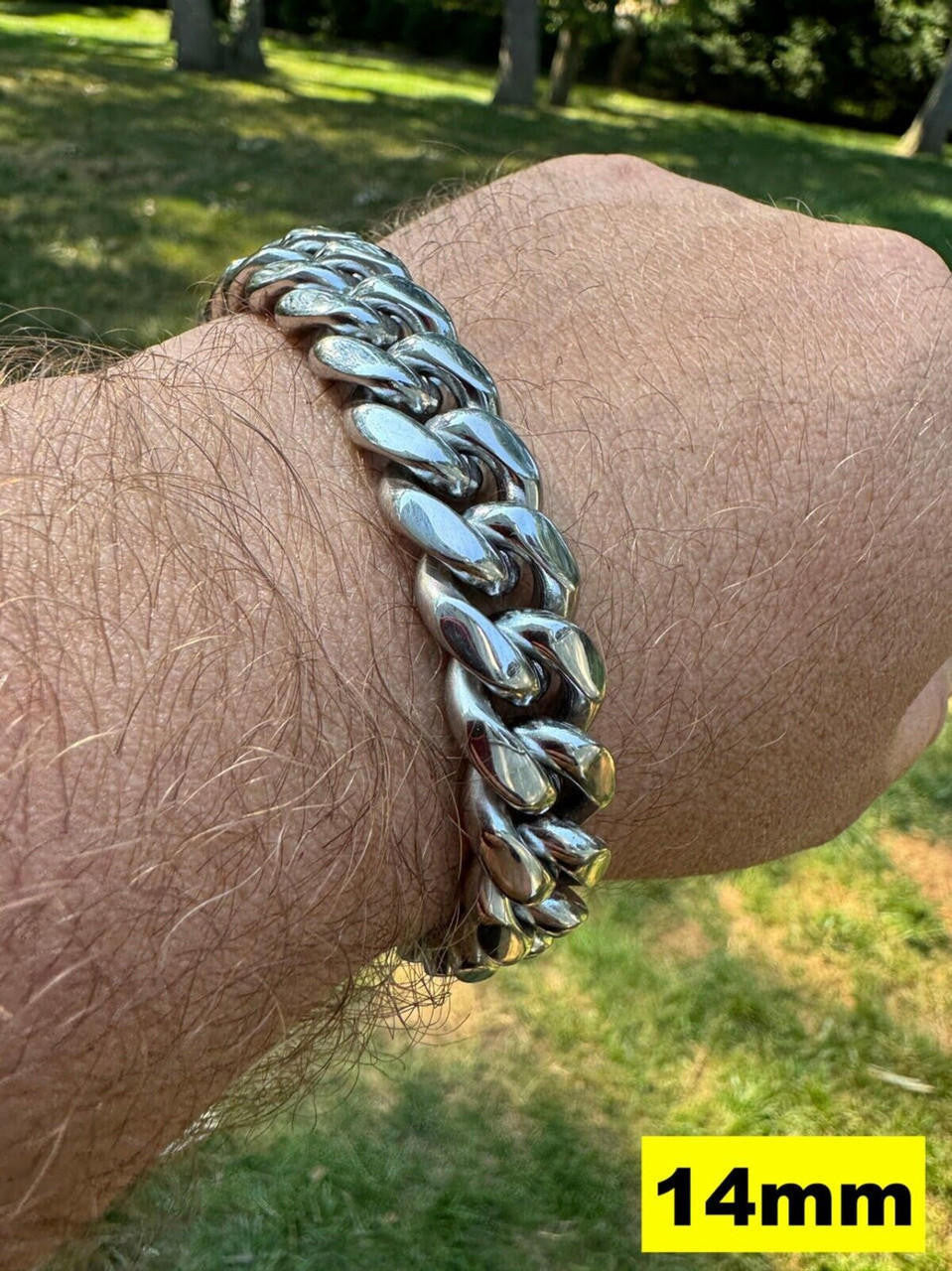 HarlemBling Miami Cuban Link Bracelet W. CZ Clasp - Stainless Steel W. 925 Silver Clasp - 6"-10" - 8mm-14mm