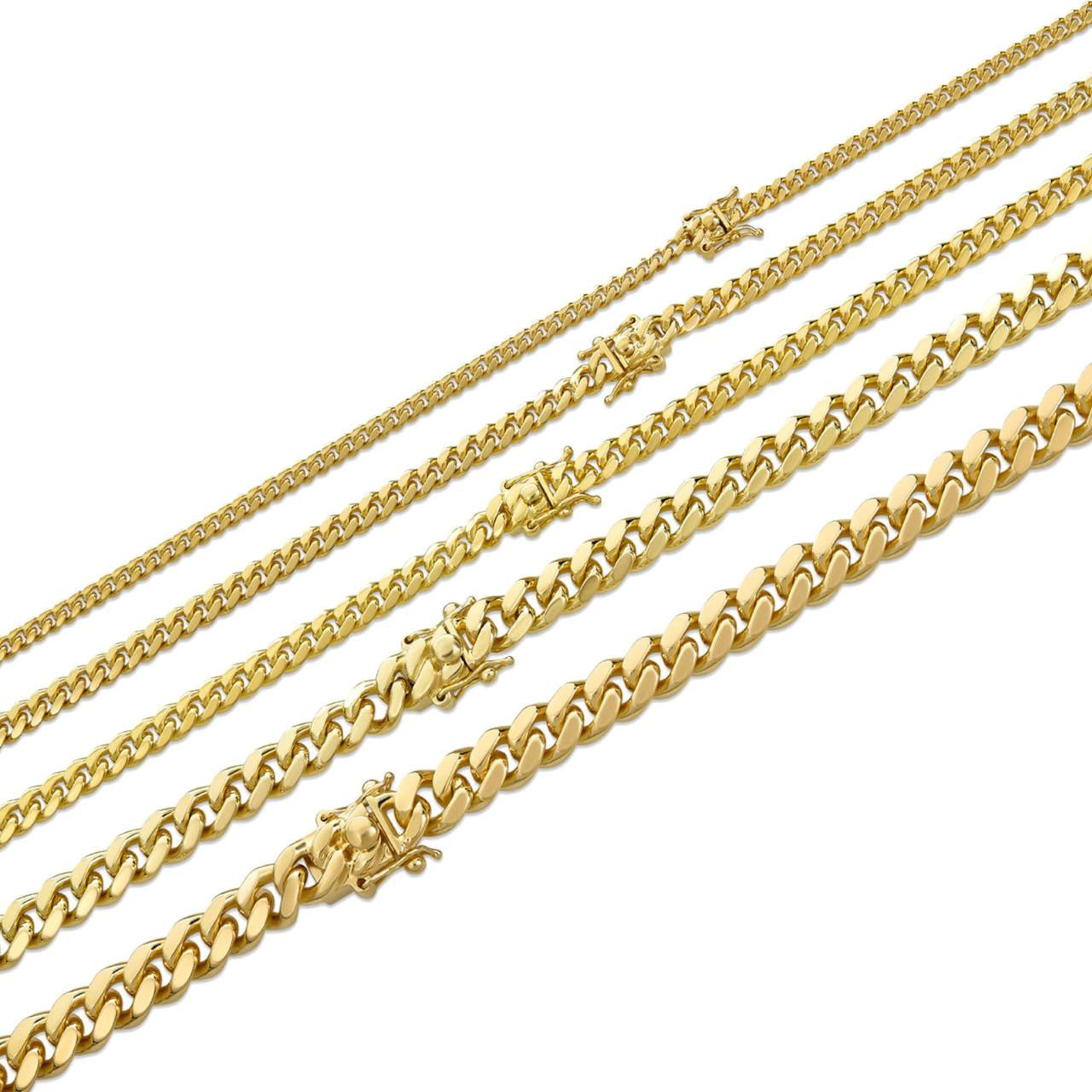 HarlemBling Miami Cuban Link Chain Necklace Or Bracelet - 14k Gold Vermeil 925 Sterling Silver - 7"-30" - 4mm-10.5mm
