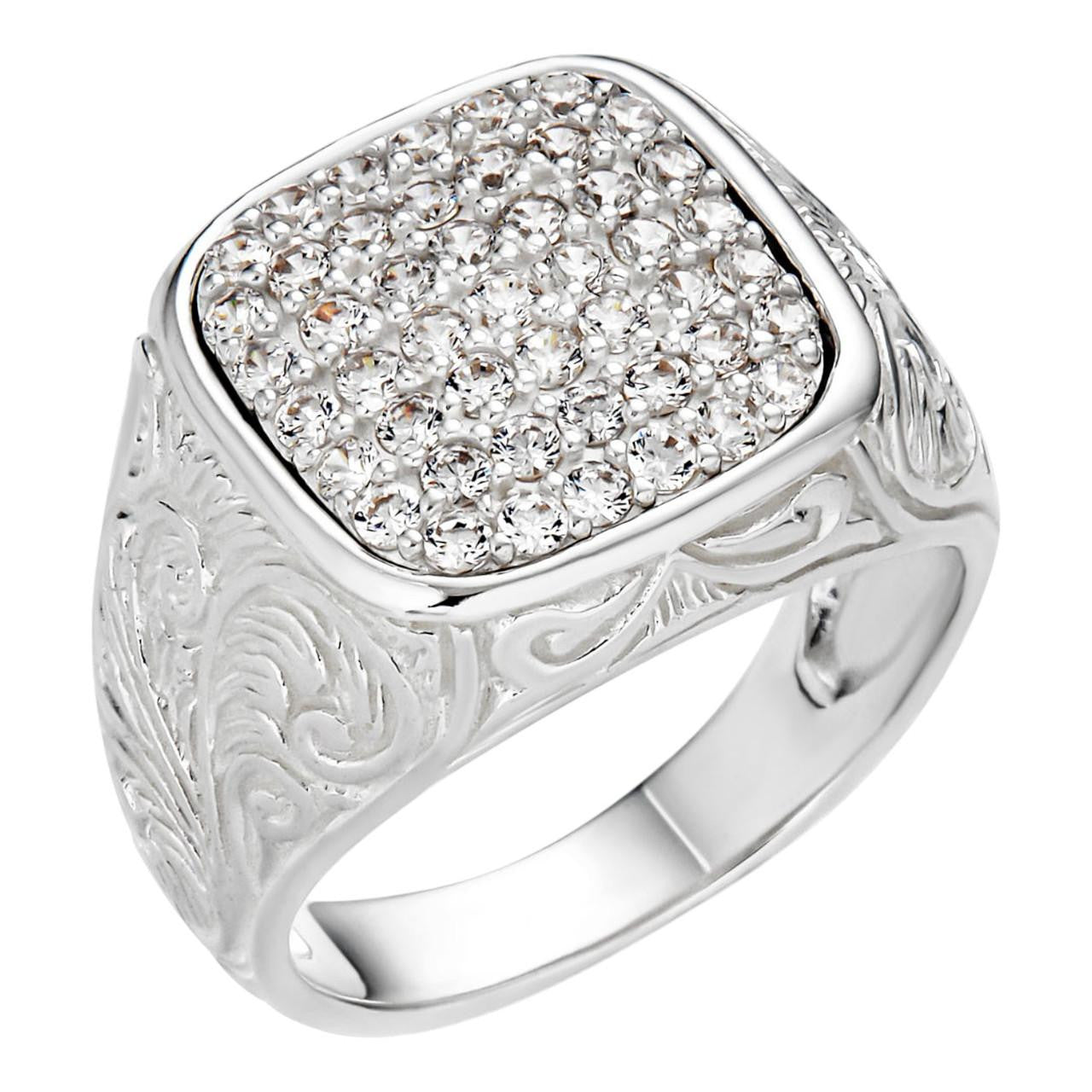 Mens Real Solid 925 Sterling Silver Iced CZ Ring Hip Hop Size 7 8