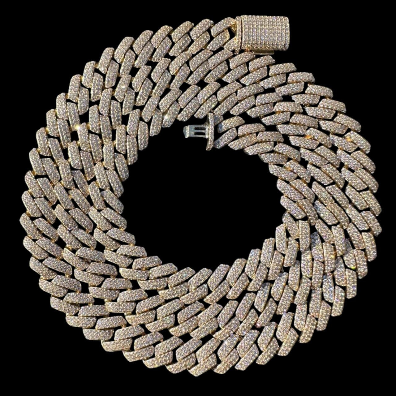 8mm Solid 14k Gold MOISSANITE Real Miami Cuban Link Prong Chain