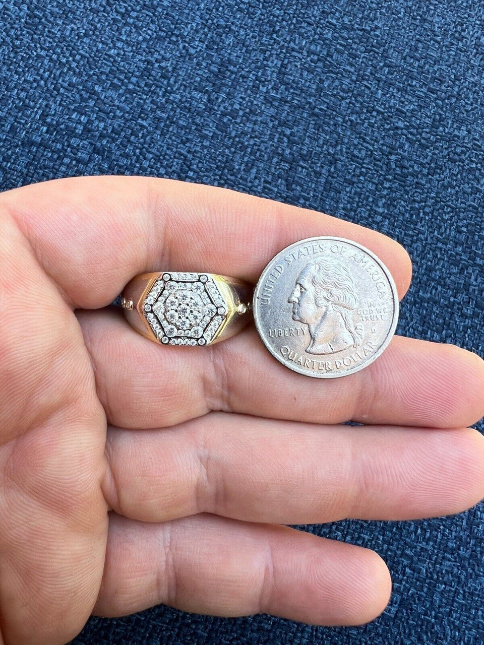 HarlemBling Moissanite 14k Gold Plated 925 Silver Hip Hop Iced Pinky Ring Pass Diamond Test