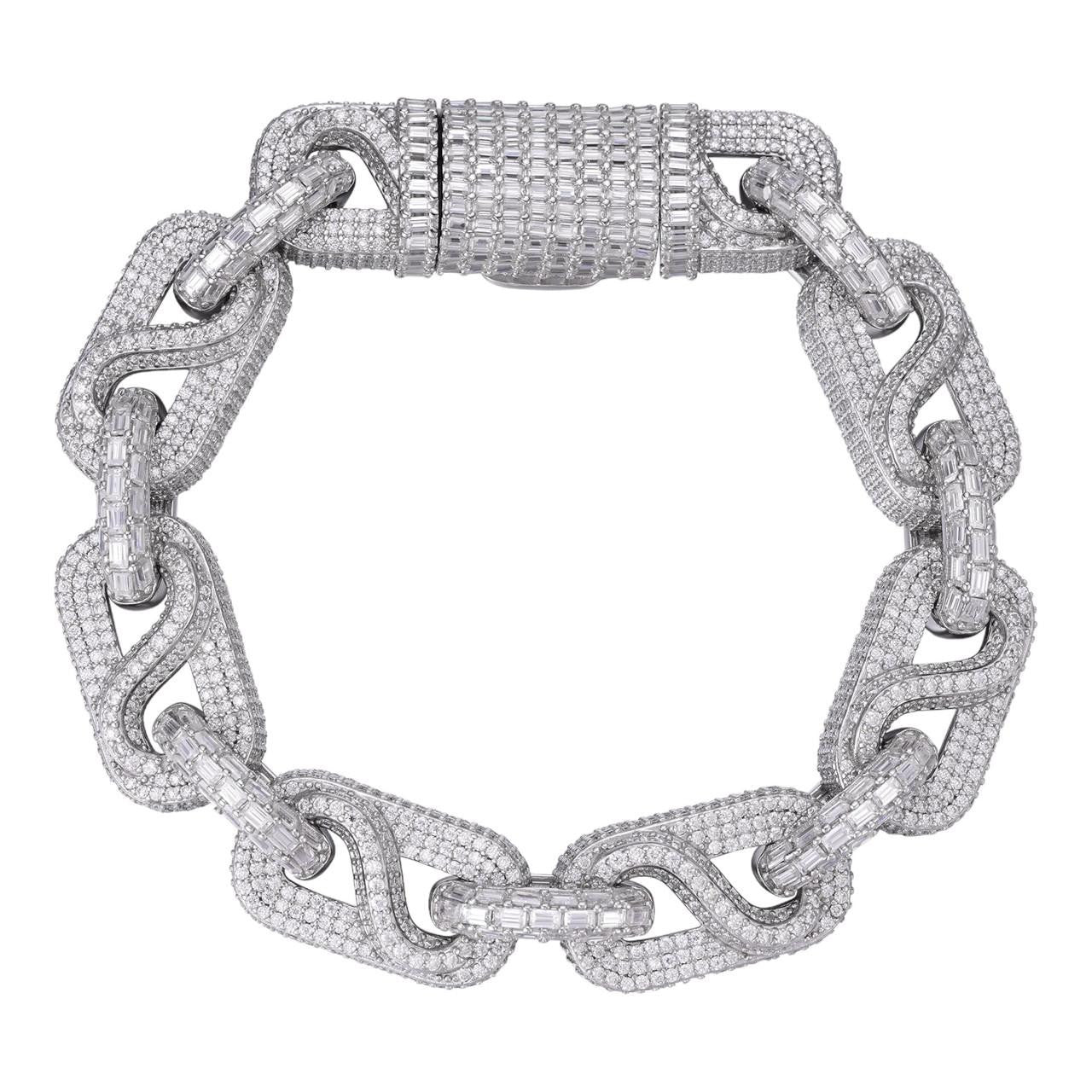 【Ice89】Luxury Link Bracelet silver Ice89】Luxury Link Bracelet silver Ice89】Luxury Link Bracelet silver