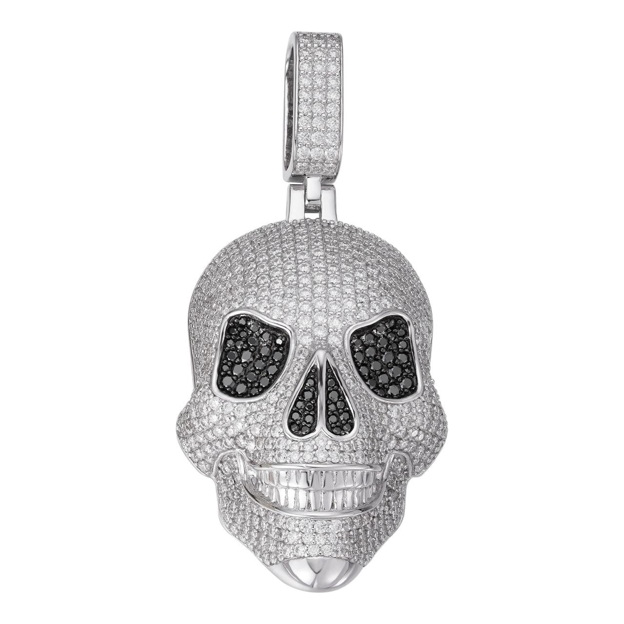 Solid 925 Silver MOISSANITE Skull Iced Fully 3D Hip Hop Pendant 