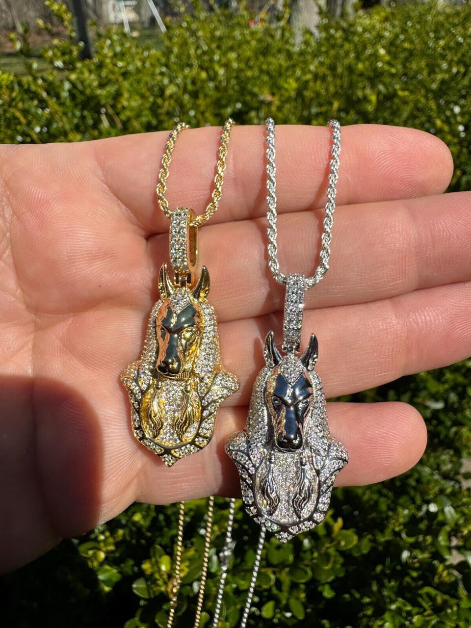 HarlemBling MOISSANITE Anubis Pendant Real 925 Silver / Gold Iced Hip Hop Egyptian Necklace