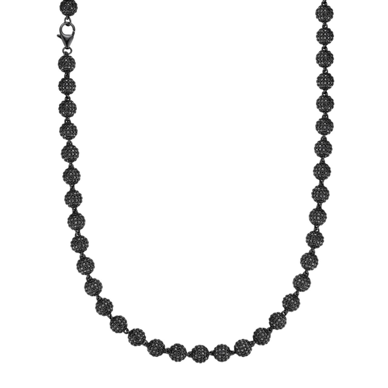 Black Moissanite Disco Ball Chain - Black Rhodium Over 925 Silver 