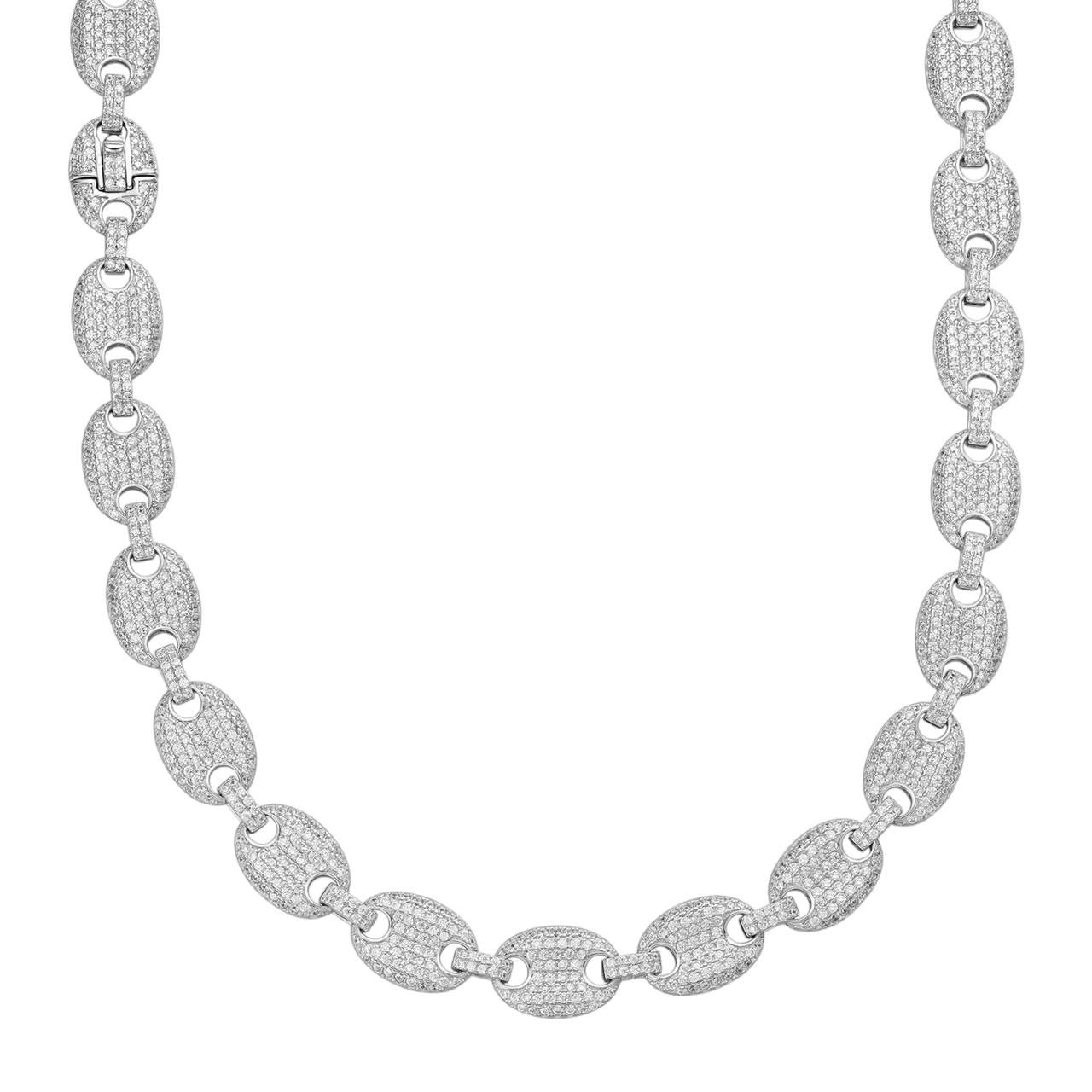 ICED Moissanite Puff Gucci Link Chain 12mm Hip Hop 925 Silver Pass