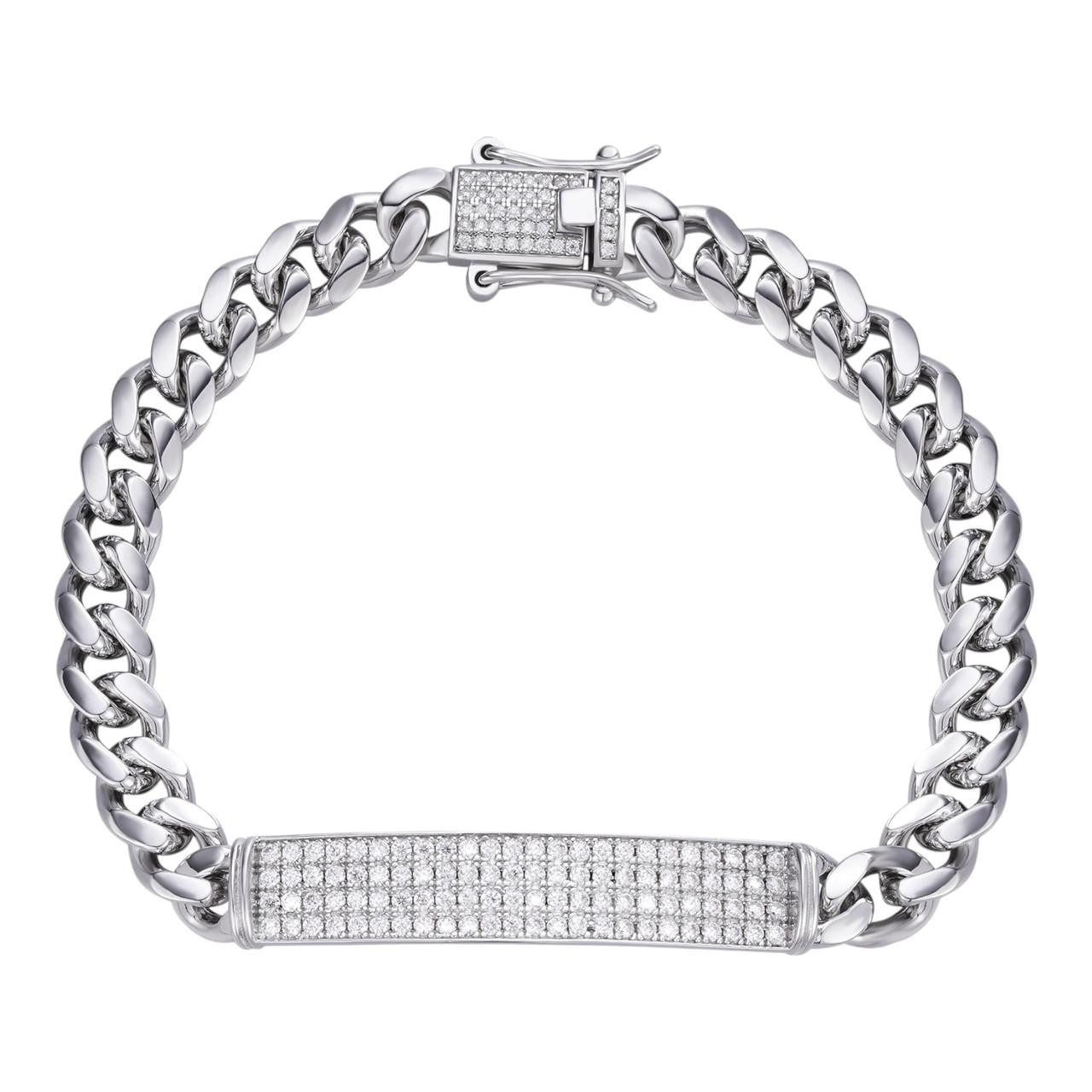 MOISSANITE Real Miami Cuban Link ID Bracelet 925 Silver Iced Pass