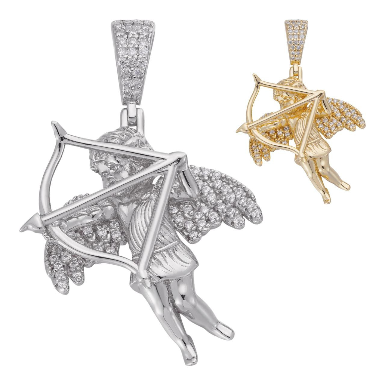 Ladies Cupid Cherub Pendant 925 Silver MOISSANITE Love Angel