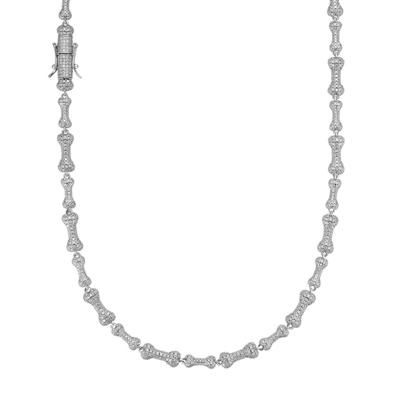MOISSANITE Real Custom Bone Link Chain Iced Hip Hop 925 Silver