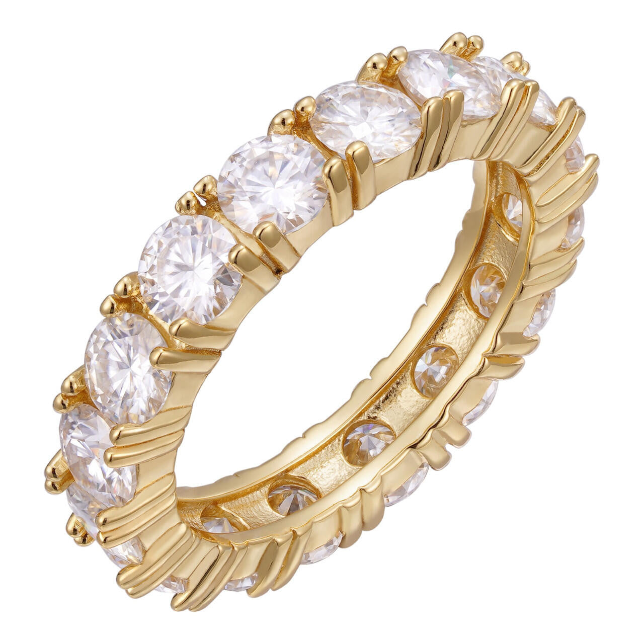 Crushed Ice Oval Moissanite Eternity Ring Moissanite Gold Crystal Eternity Band - Women Jewelry main image 2