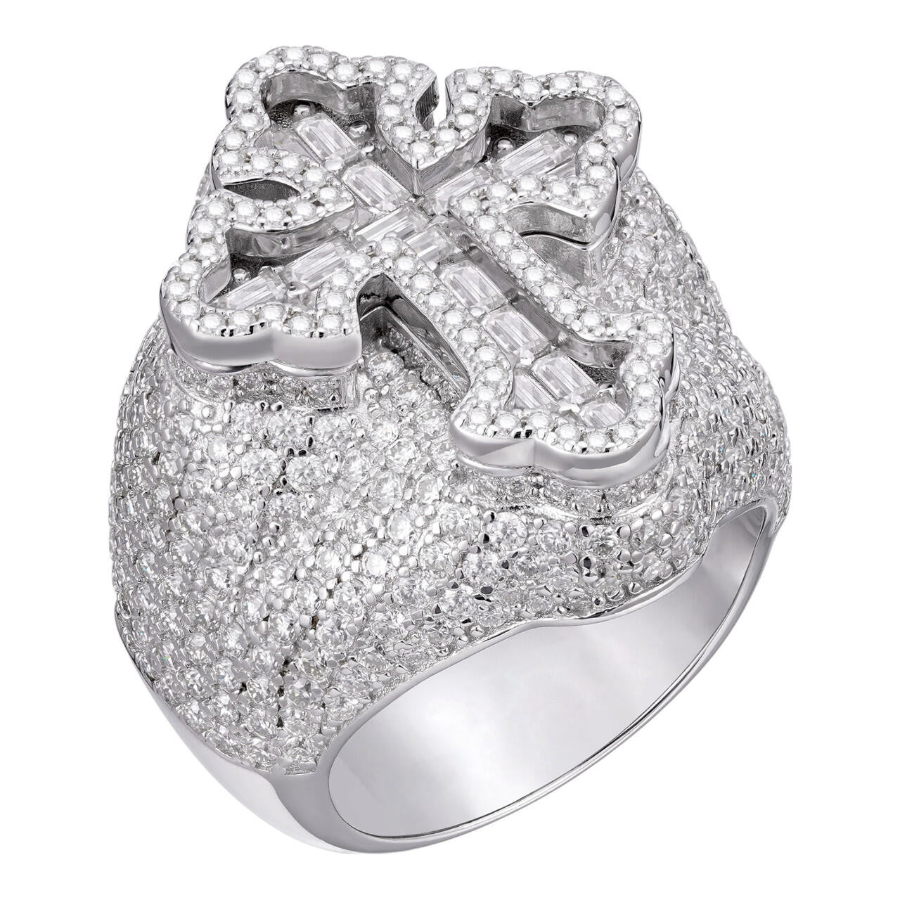 KINGSTON 12　ジャマイカ リング MOISSANITE Gothic Tupac Cross Ring - Ring with Cross for Men