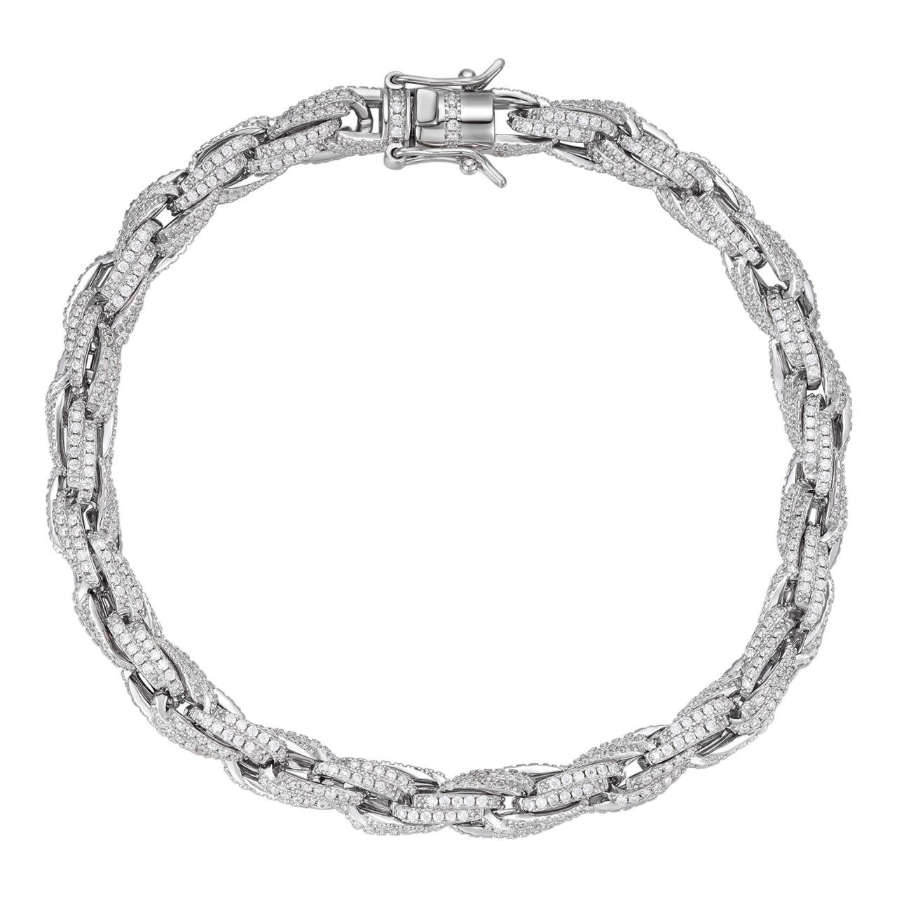 Bracciale Iced Out Rope: argento sterling in oro rosa, diamante simulato - Italia