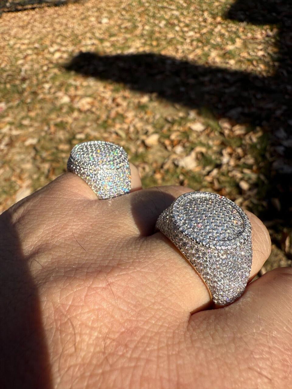 HarlemBling MOISSANITE Ice Giant Round Dome Iced Out Ring - 925 Silver