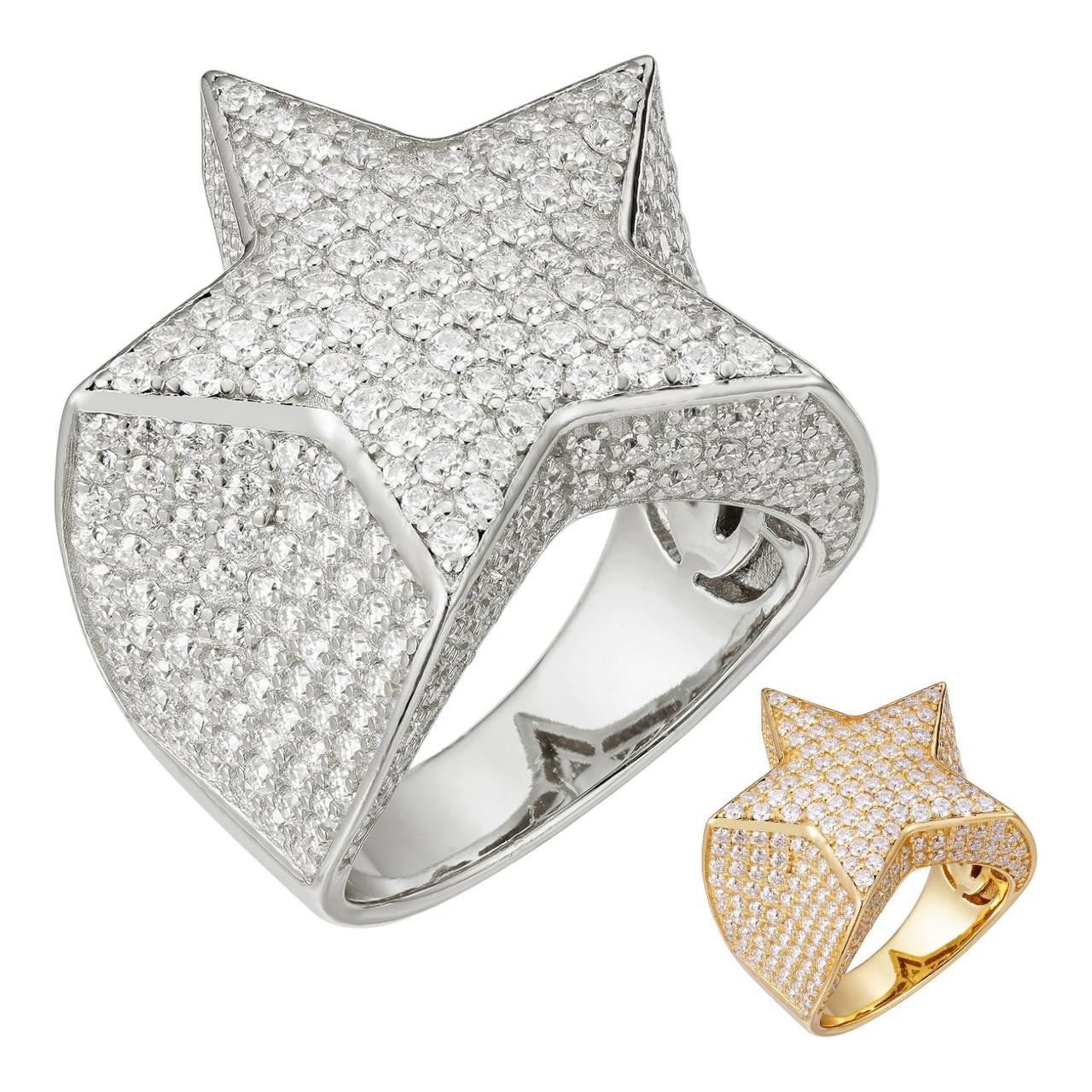MOISSANITE Star Ring - Iced Out Rapper Hip Hop Ring For Men 