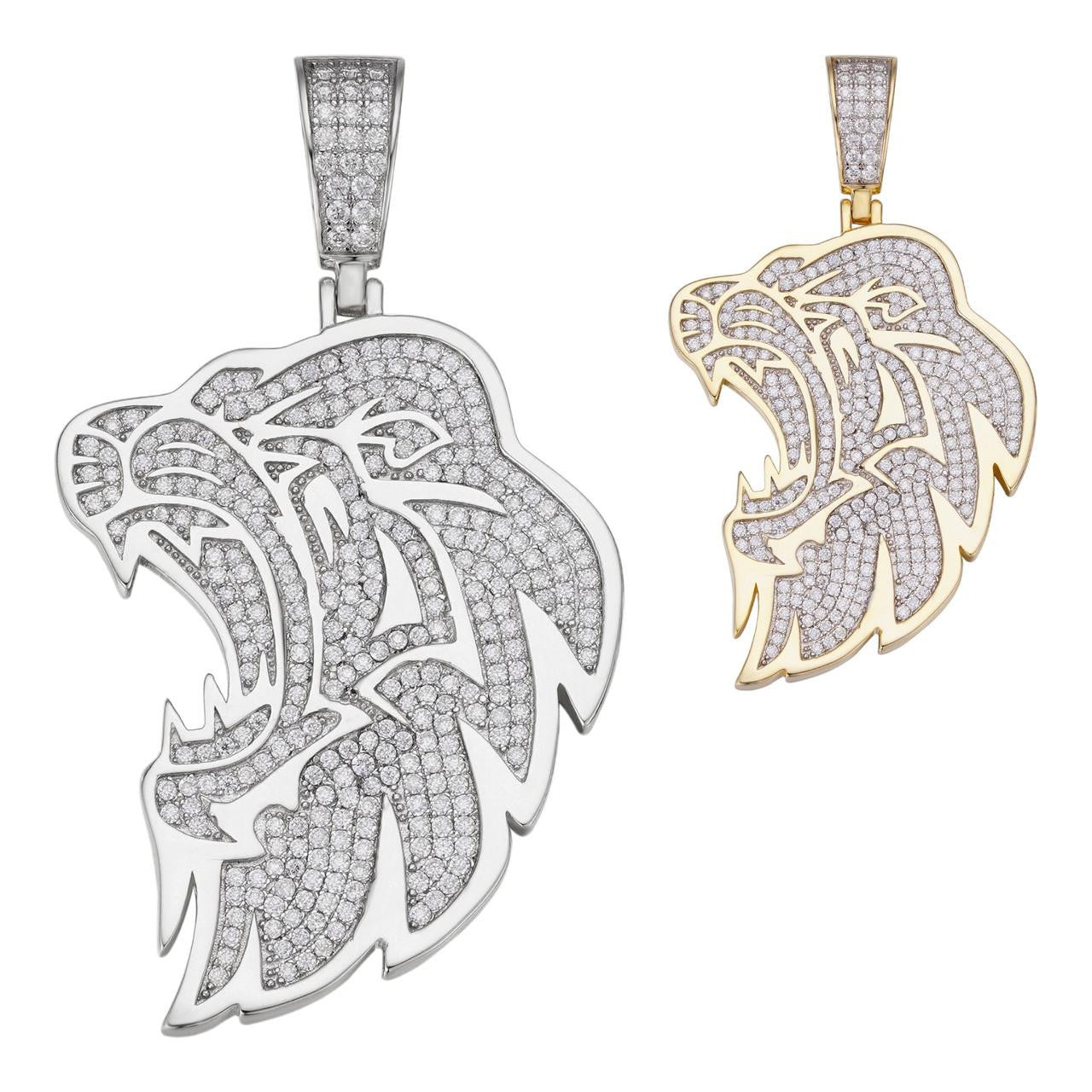 MOISSANITE Real 925 Silver / Gold Plated Iced Lion King Leo Hip