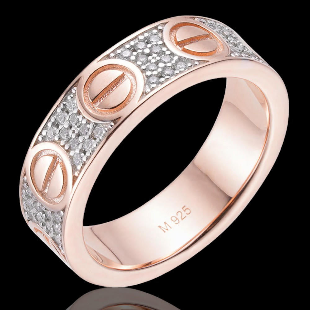HarlemBling MOISSANITE Love Ring Eternity Band - 14k Rose Gold Vermeil 925 Silver