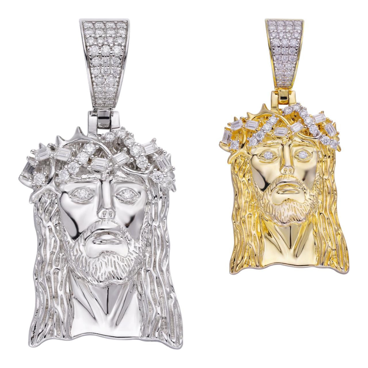 Iced MOISSANITE Real Silver Gold Jesus Piece Pendant Necklace Men 