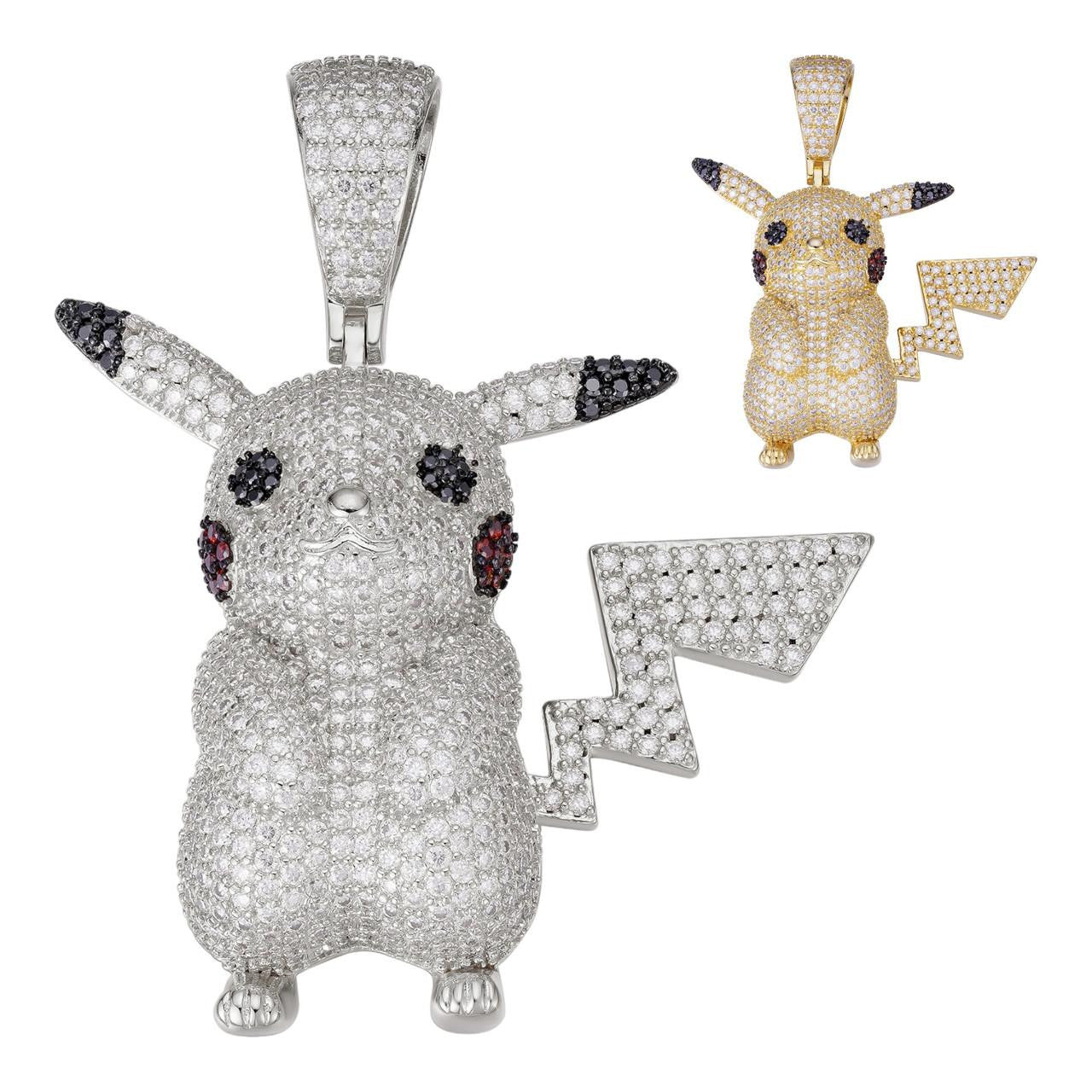 MOISSANITE Real 925 Silver/Gold Plated Iced Pickachu Pokemon