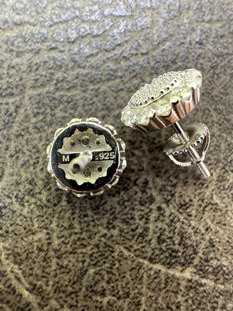 HarlemBling MOISSANITE Real 925 Silver Iced Cluster Round Hip Hop Out Big Mens 10mm Earrings