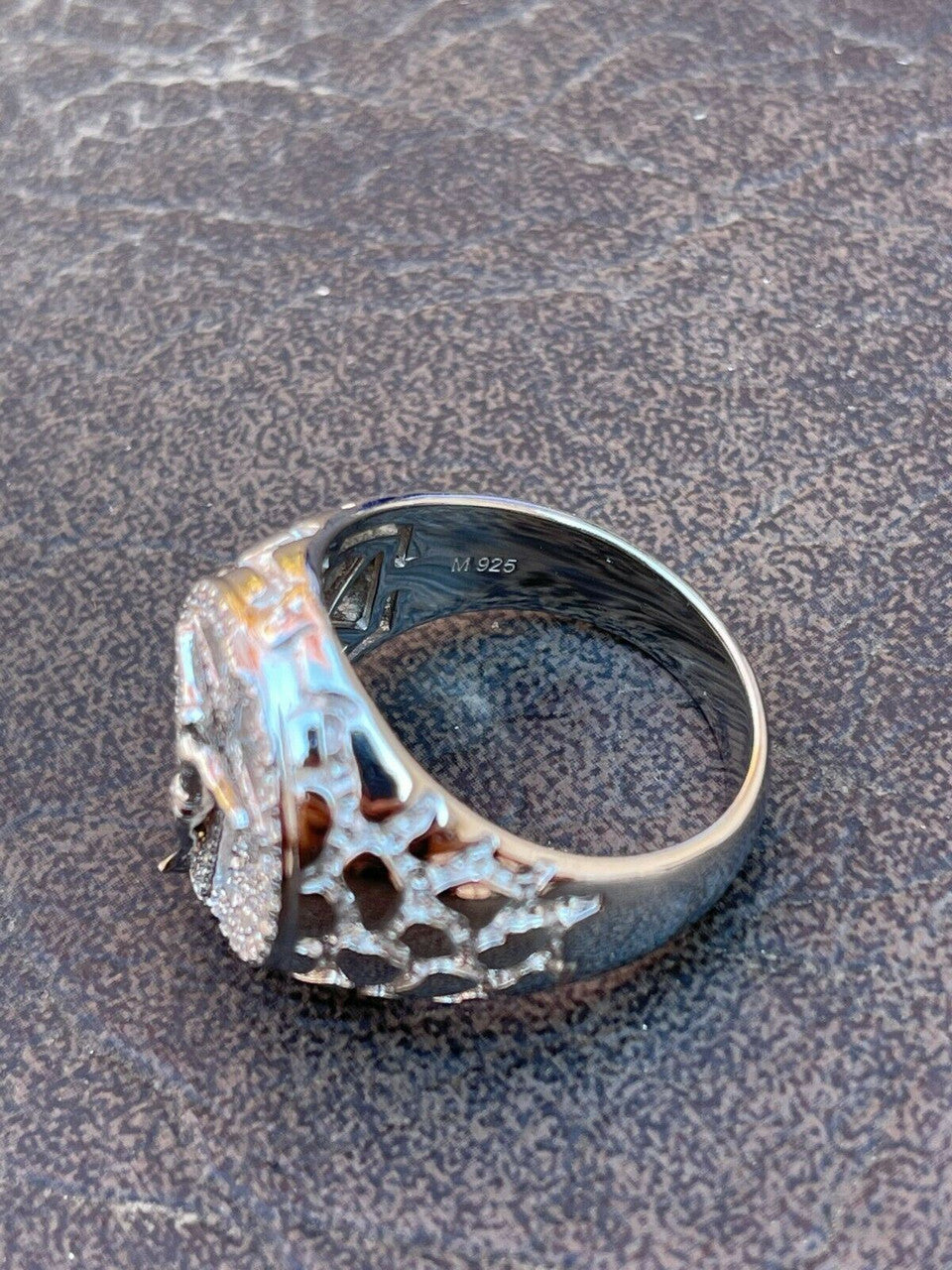 HarlemBling Moissanite Ring Jesus On Cross Real 925 Silver Hip Hop Iced Pass Diamond Tester