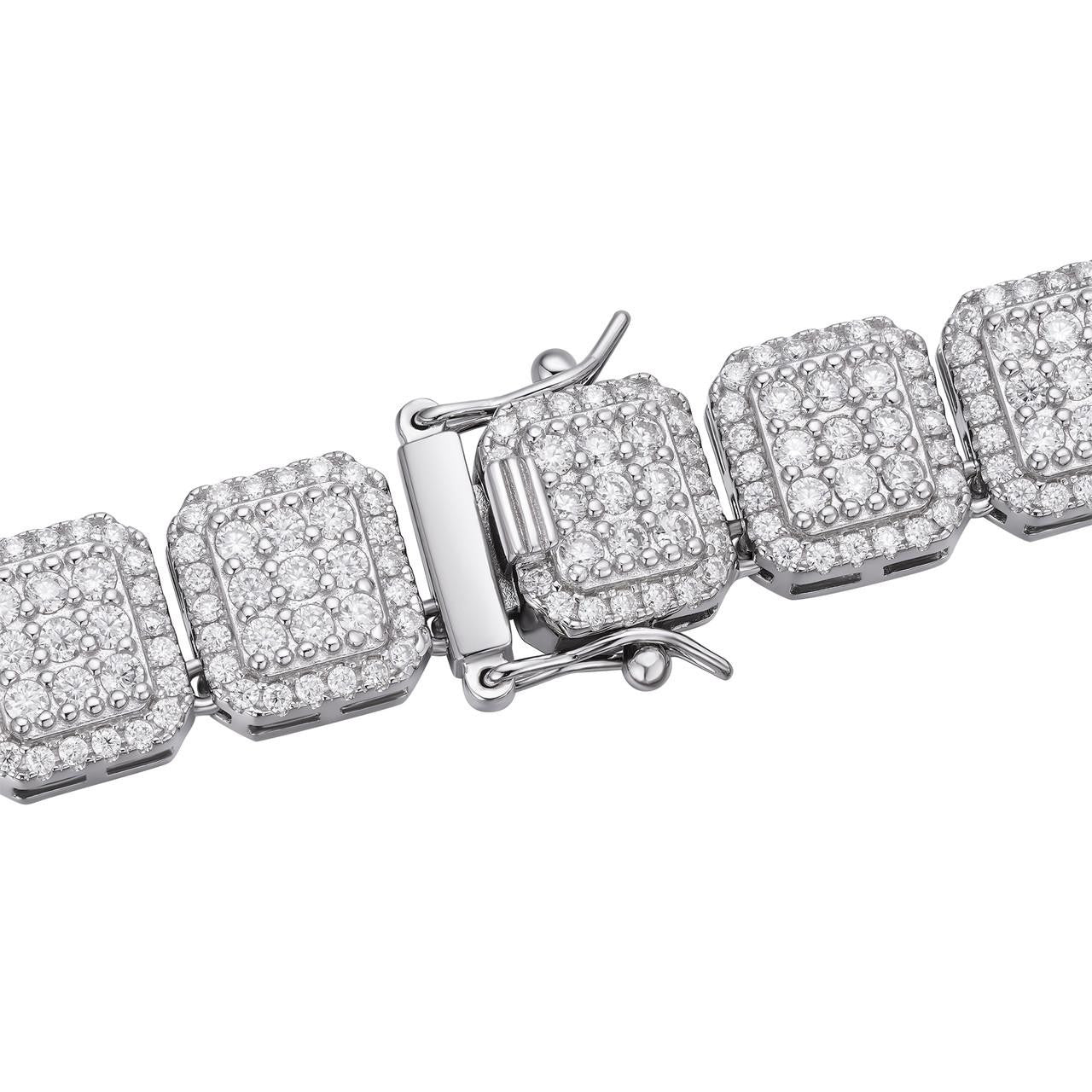 HarlemBling MOISSANITE Square Big Boy Link Chain Necklace Iced Out - 925 Silver - 11mm - 18-30"