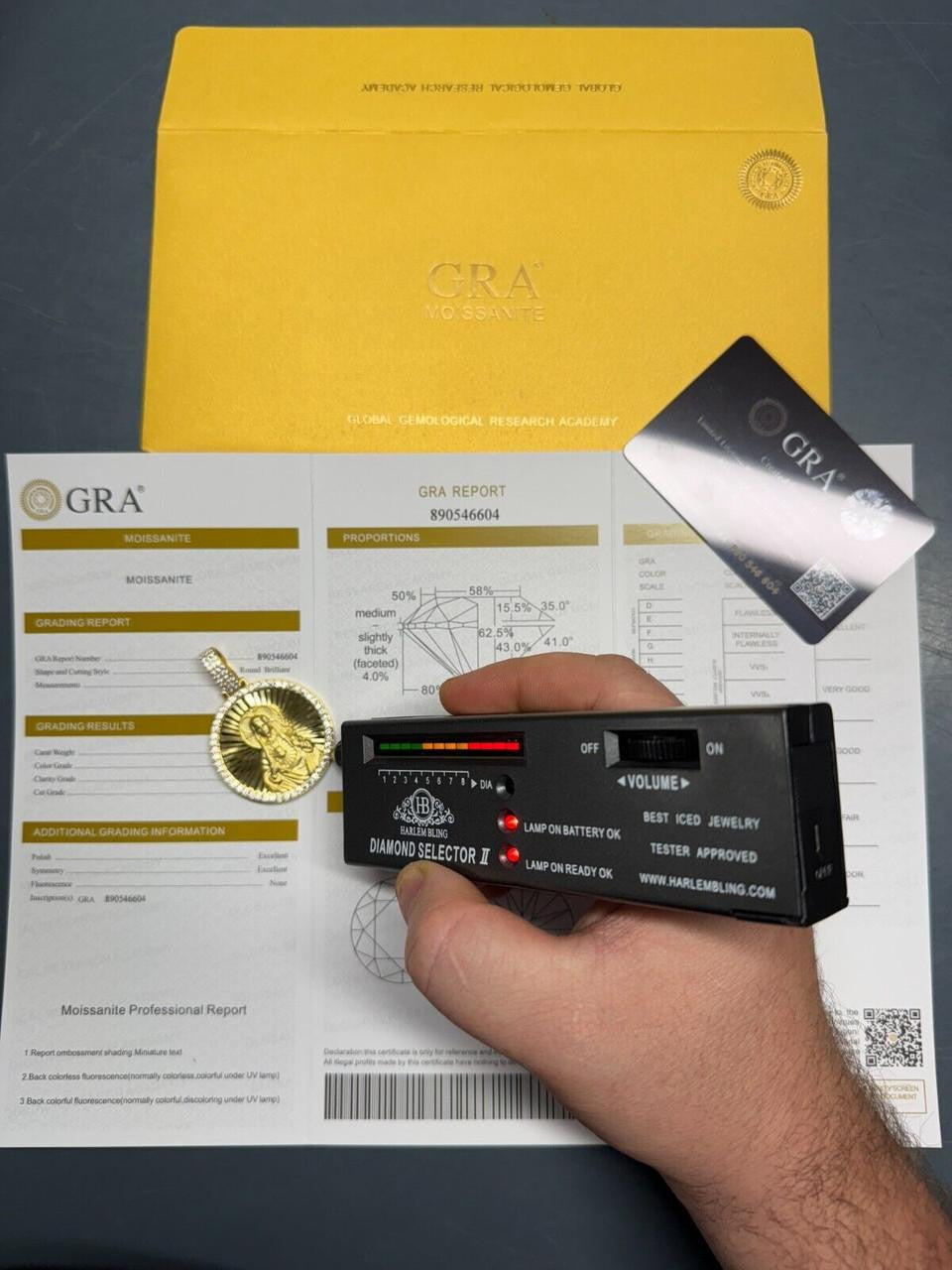 HarlemBling MOISSANITE Virgin Mary Round Medallion Pendant - 14k Gold Vermeil Or 925 Silver - Medium 2"