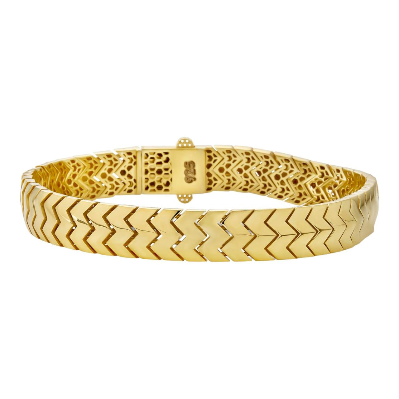 Custom Monaco Snake Bracelet Real 14k Gold Plated 925 Silver 10mm 