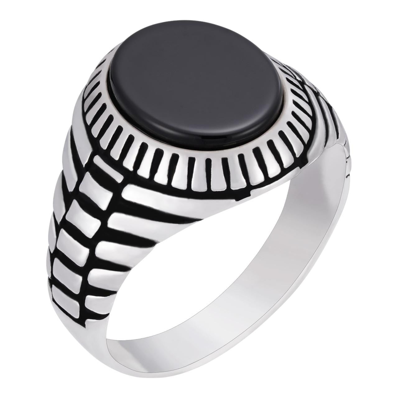 thumbnail image 2 of 925 Sterling Silver Men's Signet Ring | Black Onyx Oval Stone | Handmade UK Size 2 of 4