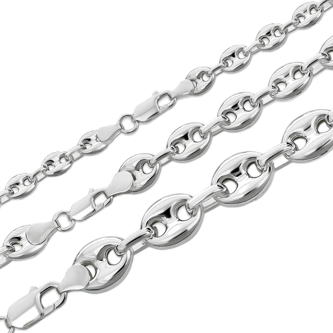 925 Sterling Silver Puffed Gucci Mariner Link Chain Necklace Or 