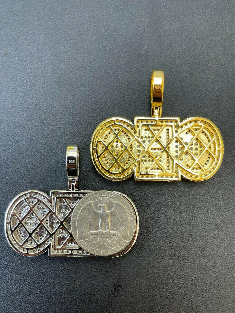 HarlemBling Real 925 Silver / Gold Large Iced Baguette Diamond CEO Big Boss Necklace Pendant