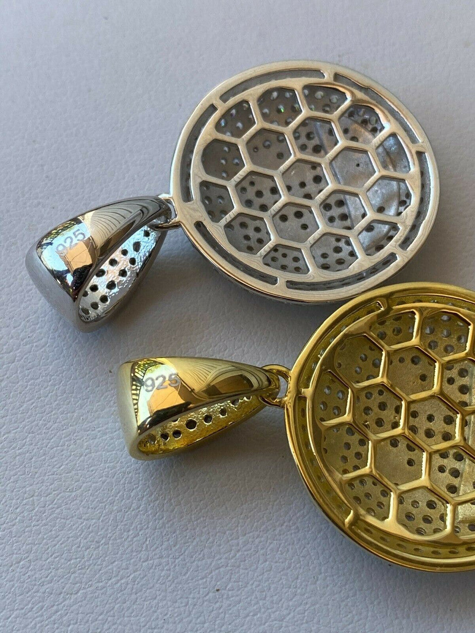 HarlemBling Real 925 Silver Hip Hop Pendant Necklace Iced Emoji Money Mouth Rich Money