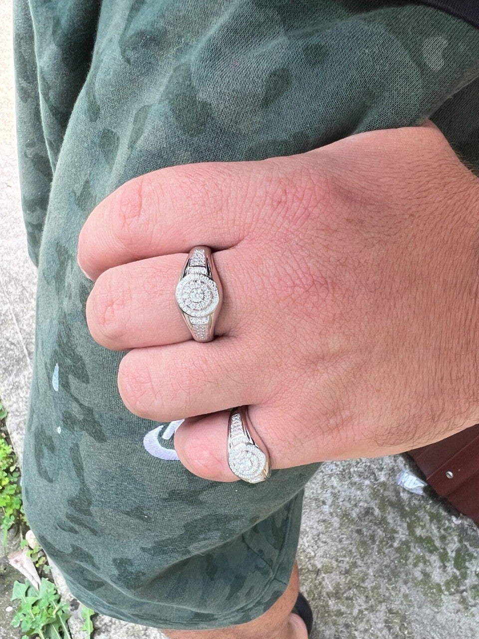 HarlemBling Real 925 Silver Iced 0.6ct VVS Moissanite Jewelry Pinky Ring Pass Diamond Test