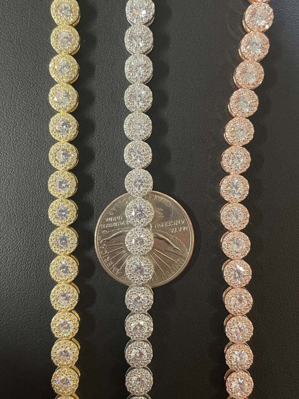 HarlemBling Real 925 Silver Yellow Rose Gold Plated Custom Tennis Simulated Diamond Bracelet