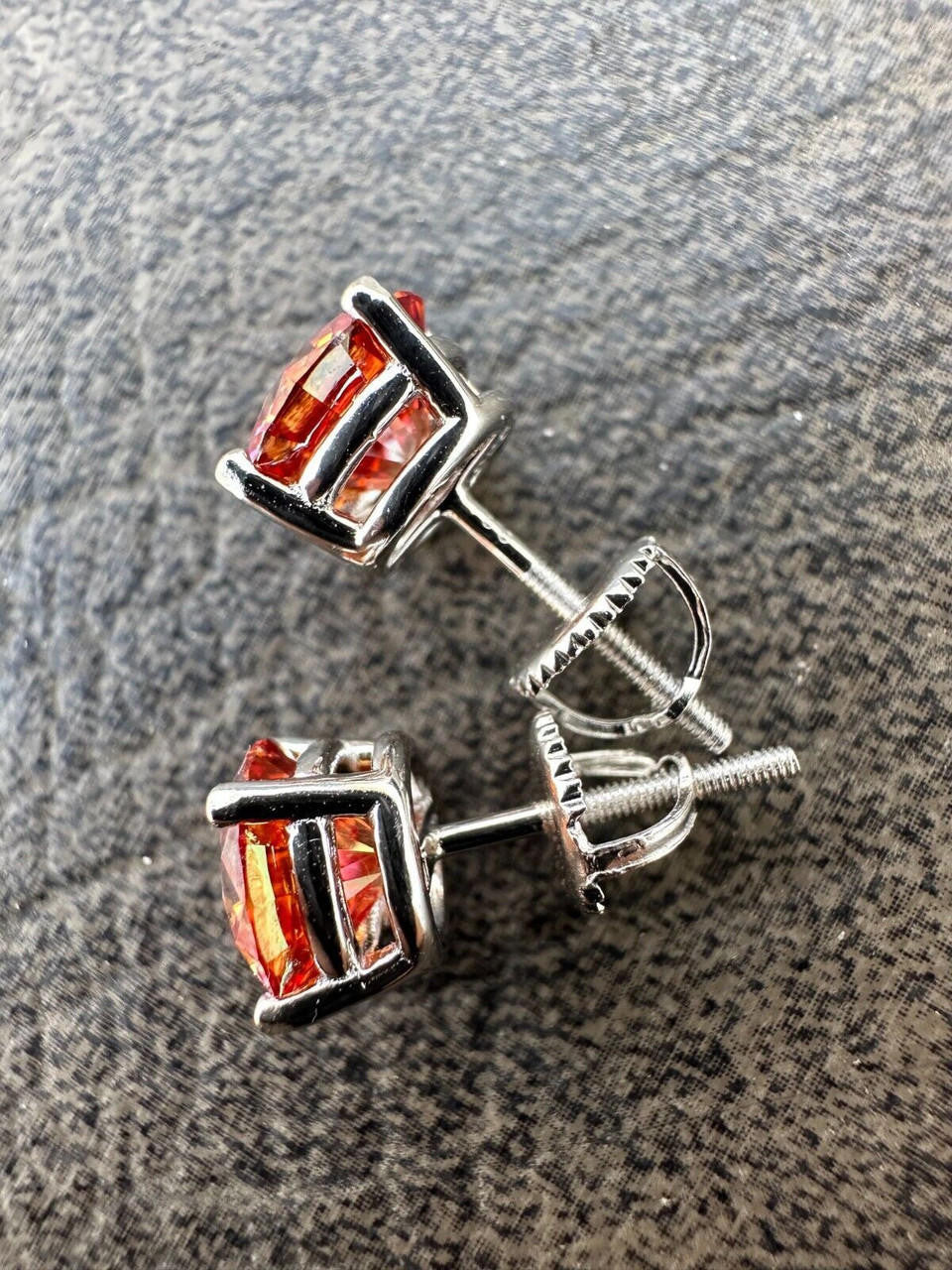 HarlemBling Real Pink Moissanite Screwback Stud Earrings 925 Silver 3-8mm Pass Diamond Test