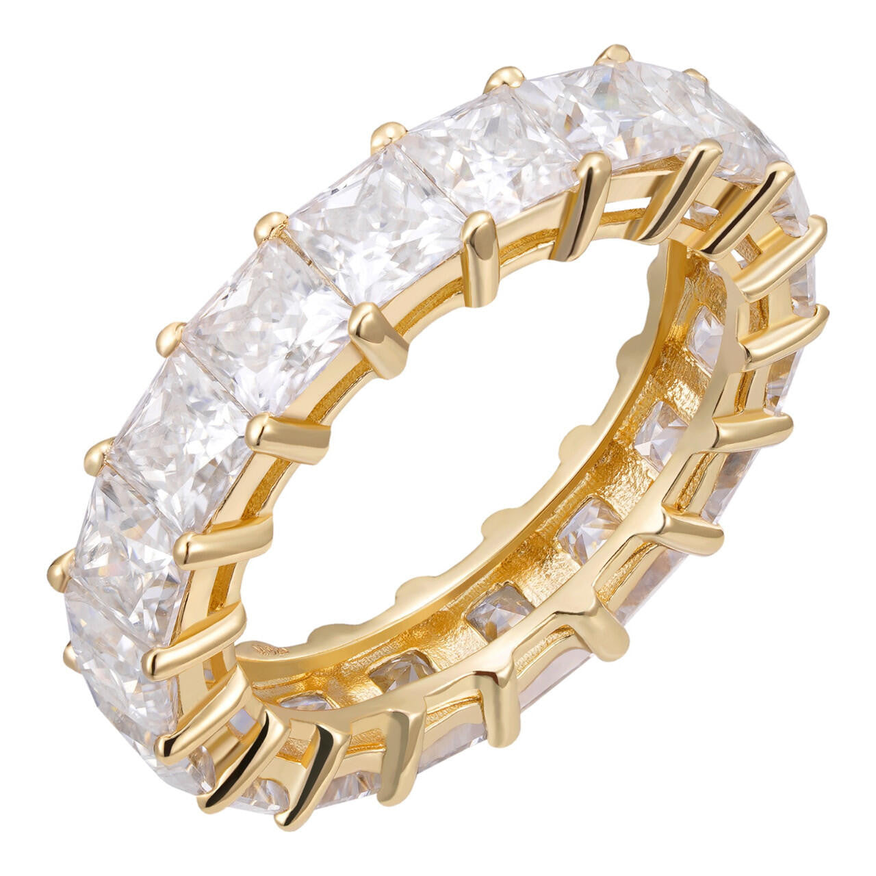 Real Princess Cut Moissanite Eternity Band Wedding Ring 14k Gold Over ...