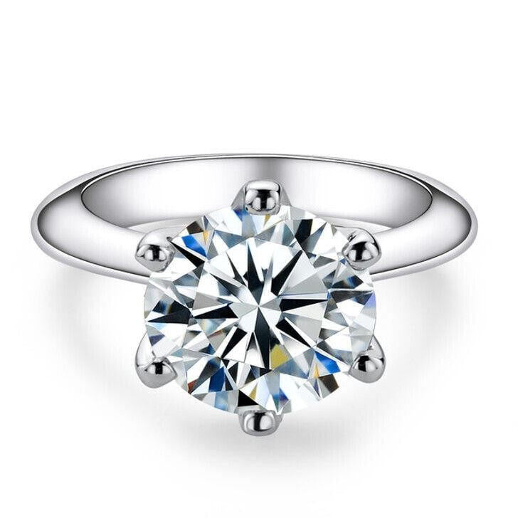 HarlemBling Real SolId 14k White Gold 2ct 8mm VVS D Moissanite Engagement Solitaire Ring