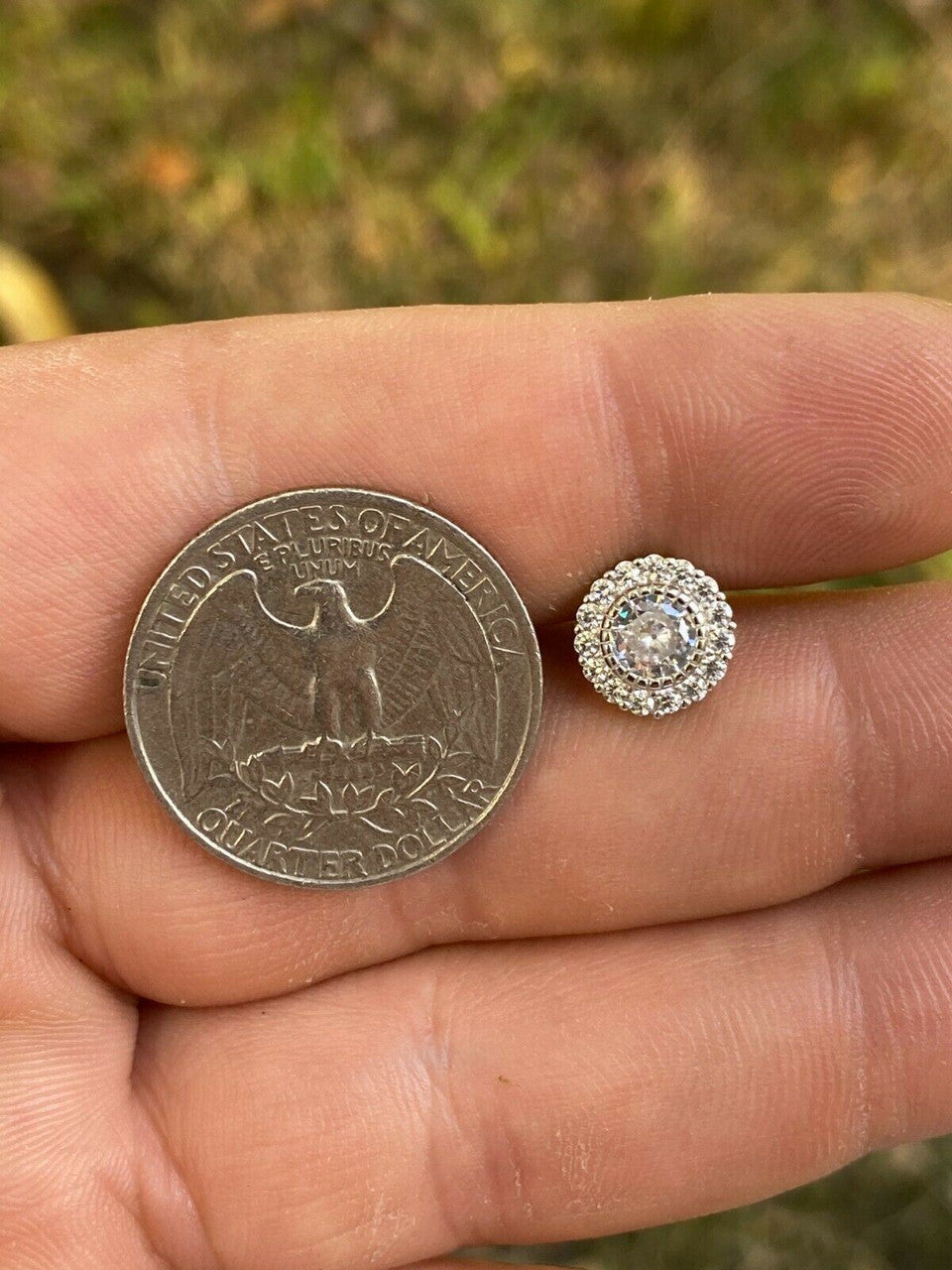 HarlemBling Real Solid 925 Sterling Silver Earrings 10mm Solitaire Round Studs Flashy HipHop