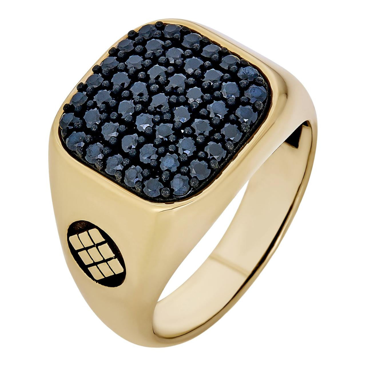 Mens Real Solid 925 Sterling Silver & 14k Gold Ring Iced Black Diamond ...