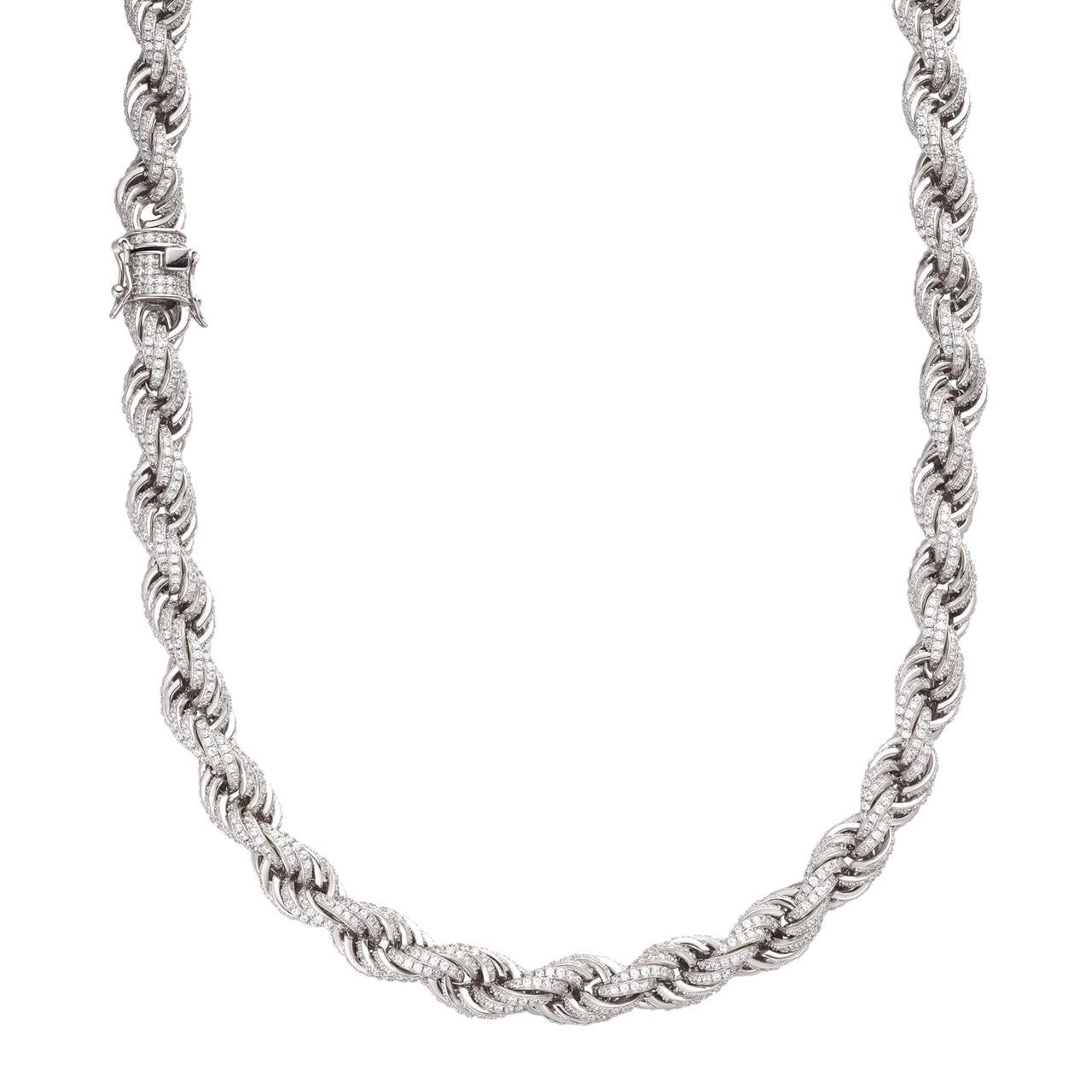 SILVER925 STONE ROPE NECKLACE/シルバー/ネックレス Men's Solid 925 Sterling Silver Men's Rope Chain Thick 9mm ICY