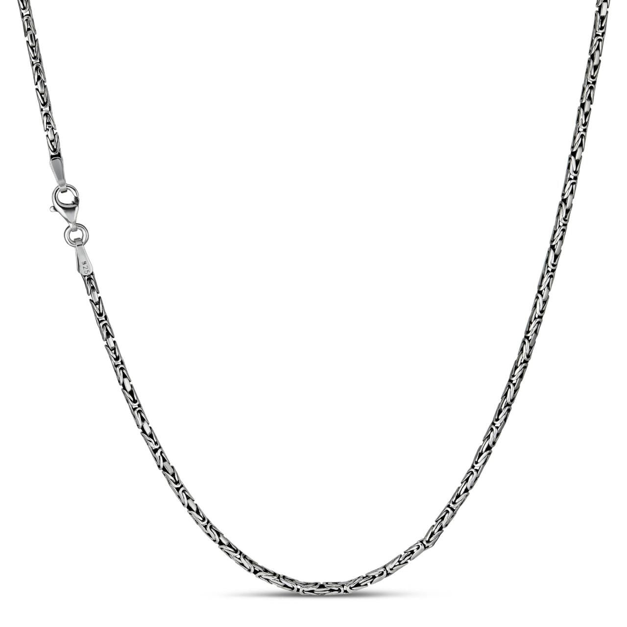 Solid 925 Sterling Silver Black Rhodium Byzantine Rope Chain