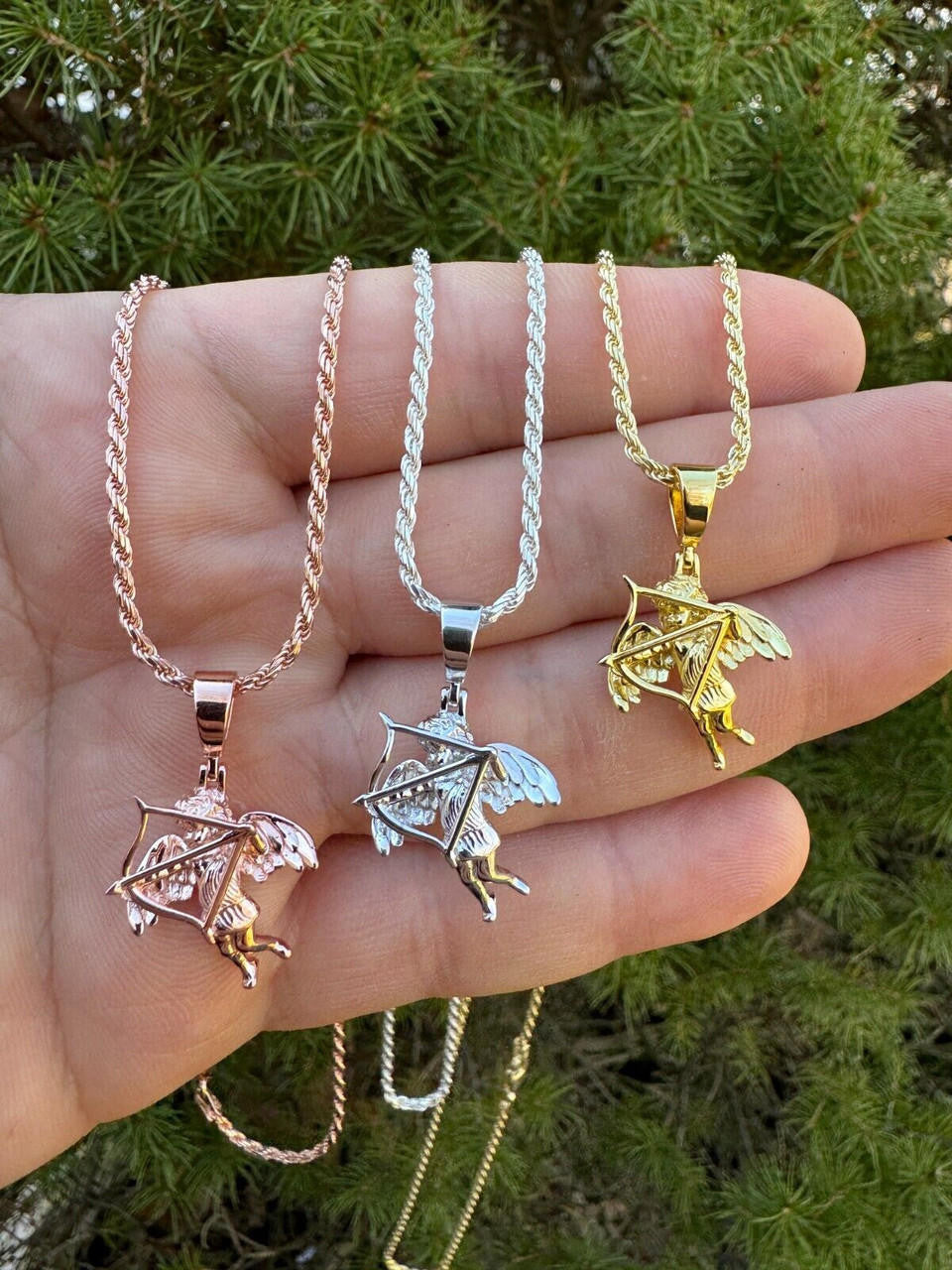 HarlemBling Small Cupid W. Bow & Arrow Cherub Pendant 925 Silver Love Angel Pendant Necklace