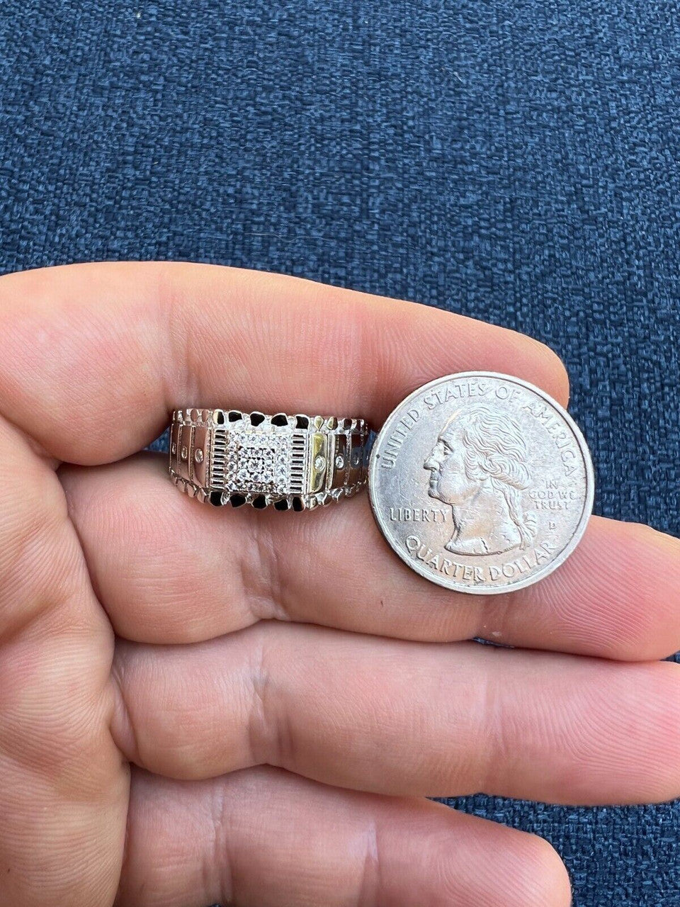 HarlemBling Solid Mens MOISSANITE Nugget Ring Real 925 Silver Iced Pinky Pass Diamond Tester