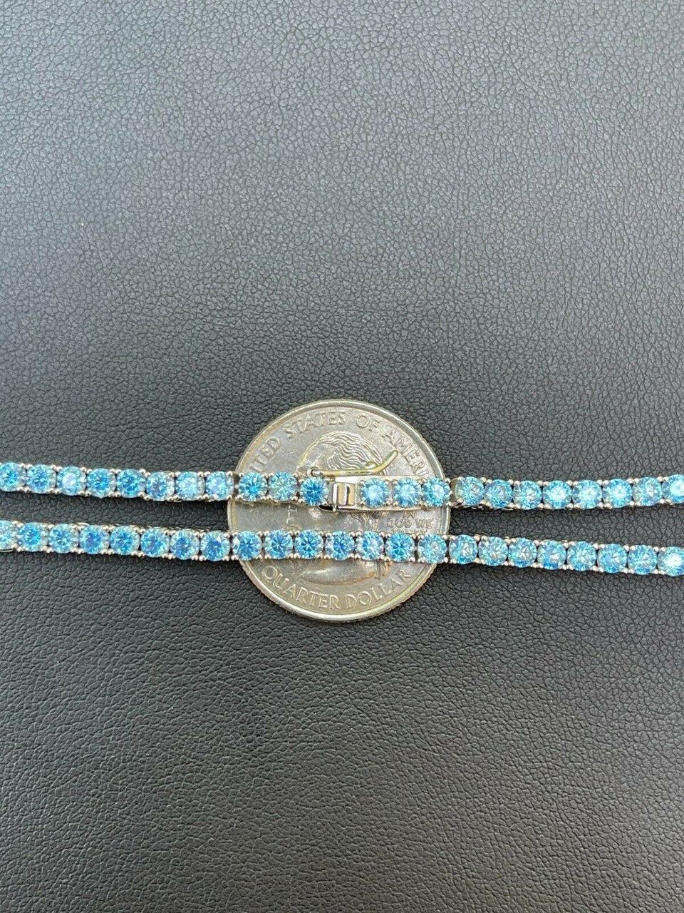 HarlemBling Tennis Chain Real 925 Sterling Silver Aquamarine Blue Diamond Necklace 16-24