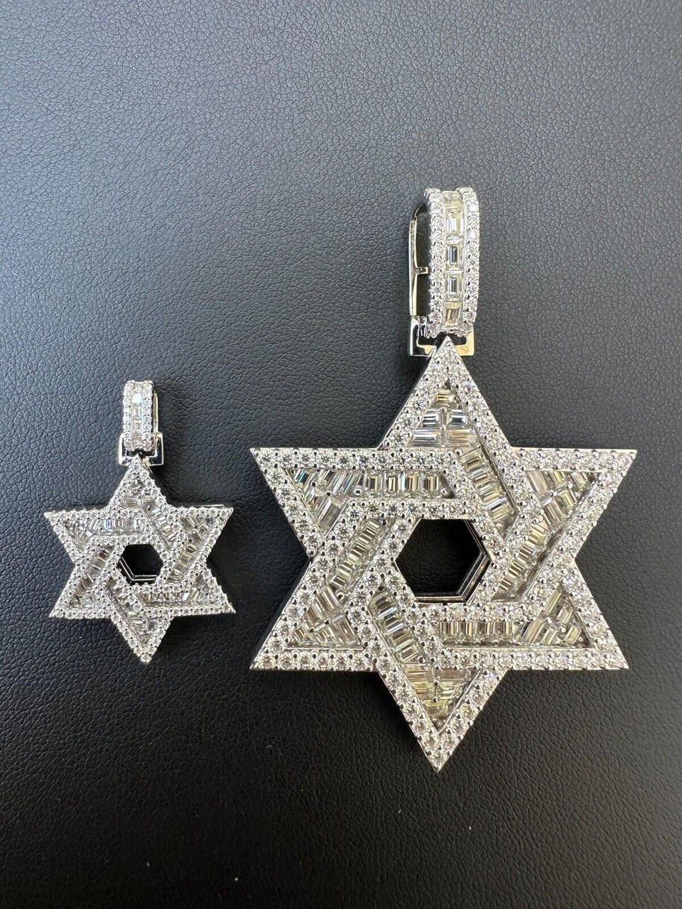 Hip Hop Moissanite Jewish Star Magen David Pendant Iced Necklace Silver Real 925 Silver