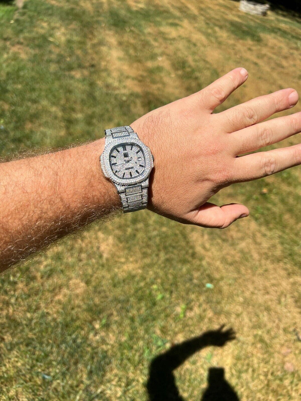 Hip Hop Real 14ct MOISSANITE Mens Watch Fully Iced Stainless Hip Hop Passes Diamond Test