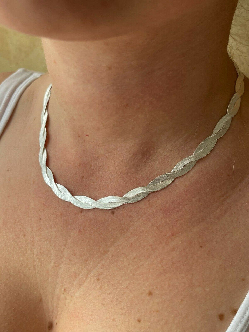 Italiano Silver, Inc 7mm Thick Solid 925 Silver Twisted Braided Herringbone Chain Necklace 16 - 20