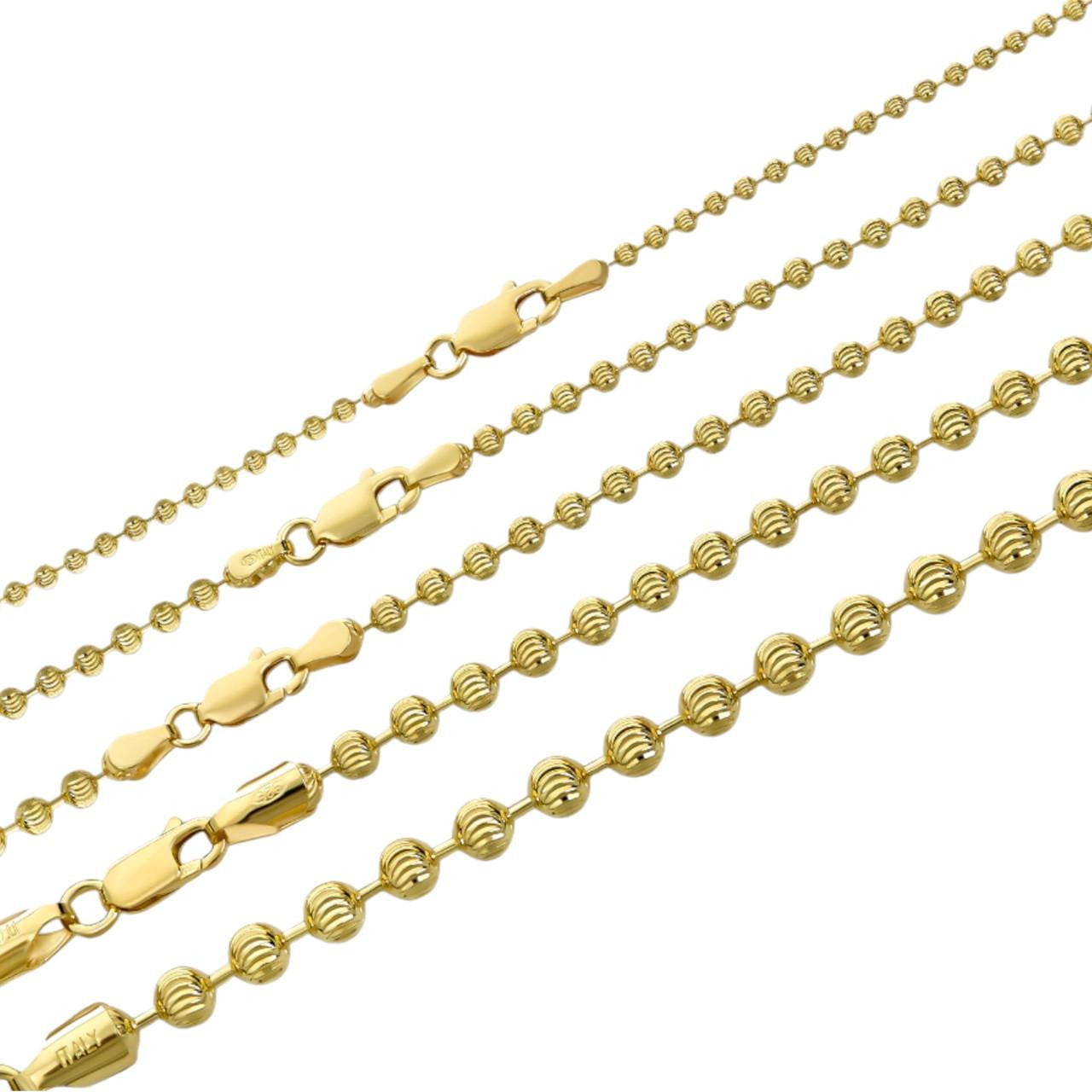 Ball Bead Moon Cut Chain Necklace - 14k Gold Vermeil 925 Sterling 