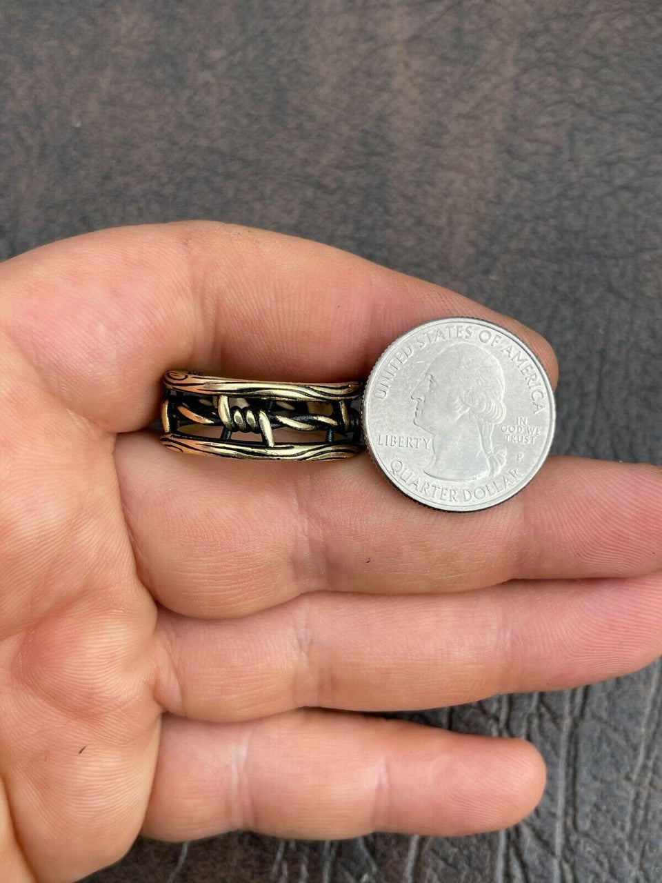 Italiano Silver, Inc Barbed Wire Real 14k Gold and Solid 925 Sterling Silver Plain Ring Wedding Band