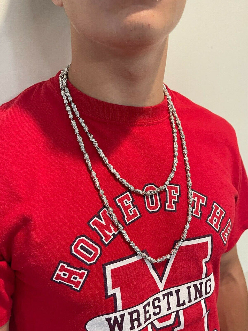 Italiano Silver, Inc Custom Handmade Solid 925 Sterling Silver Nugget Link Chain Necklace 5mm 18-30